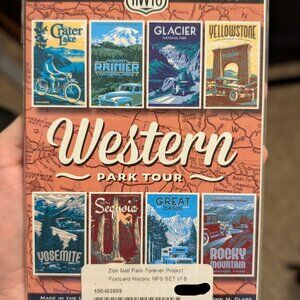 8 Postcard Set: Park: Rainier/Glacier/Yellowstone/Yosemite/Sequoia/RckyMtn